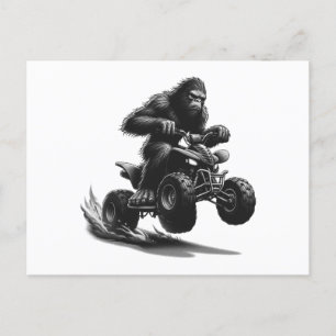 Bigfoot Riding Quad Bike Feiertagspostkarte