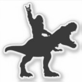 Bigfoot Riding T-Rex Aufkleber (Vorderseite)