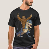 Bigfoot Riding T-Rex Funny Design T-Shirt (Vorderseite)