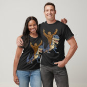 Bigfoot Riding T-Rex Funny Design T-Shirt (Unisex)