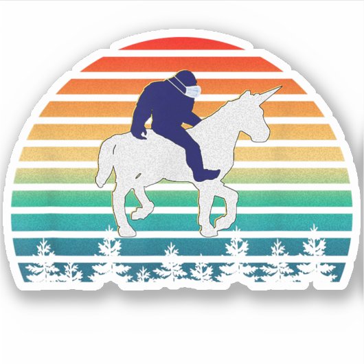 Bigfoot Riding Unicorn Aufkleber (Vorderseite)