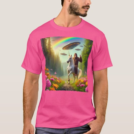 Bigfoot Riding Unicorn Bigfoot Selfie mit uns T-Shirt (Vorderseite)