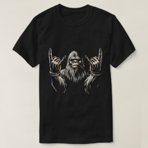 Bigfoot Rock On Lustige Sasquatch Kunst T-Shirt