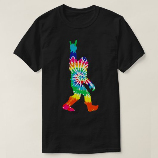 Bigfoot Rock und Roll Gefärbte Krawatte Sasquatch T-Shirt (Design vorne)