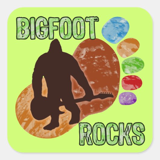 Bigfoot Rocks Quadratischer Aufkleber (Vorderseite)