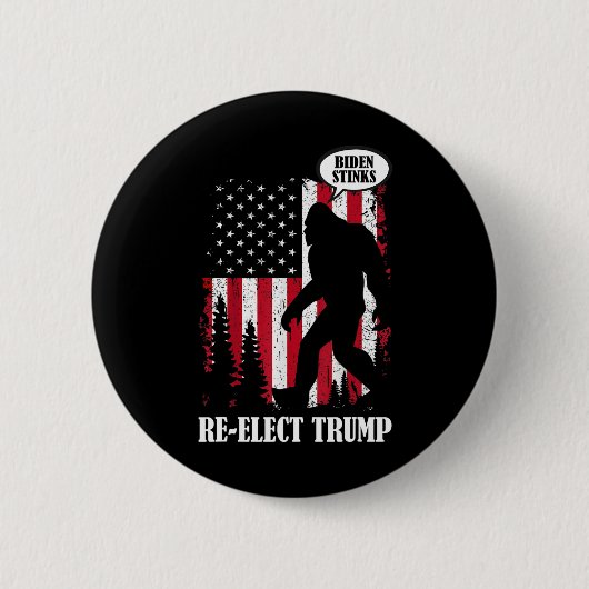 Bigfoot sagt Biden Stinks Button (Vorderseite)