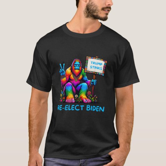 Bigfoot sagt, Trump stinkt, wählt Biden 2024 neu T-Shirt (Vorderseite)