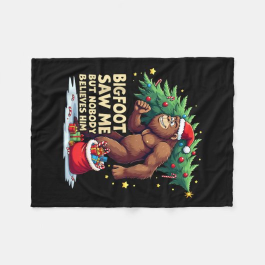 Bigfoot sah mich, aber niemand glaubt ihm Weihnach Fleecedecke (Vorderseite (Horizontal))
