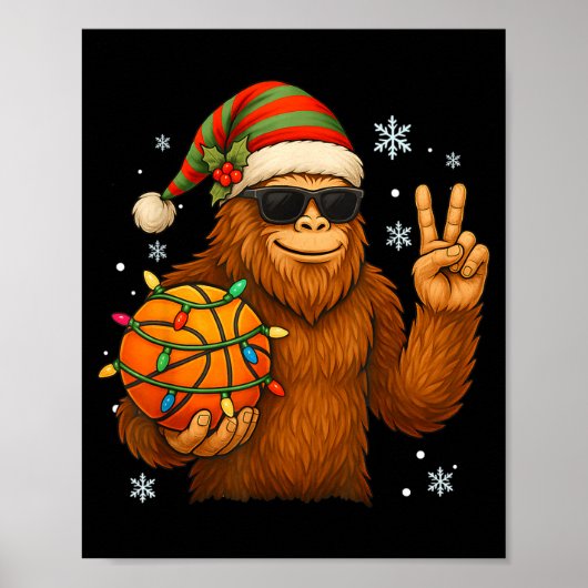 Bigfoot Santa Basketball Christmas Poster (Vorne)