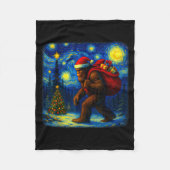 Bigfoot Santa Christmas Starry Night Sasquatch Van Fleecedecke (Vorderseite)