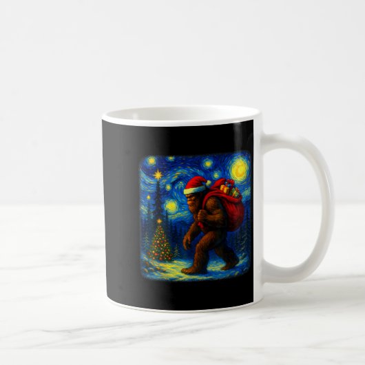 Bigfoot Santa Christmas Starry Night Sasquatch Van Kaffeetasse (Rechts)