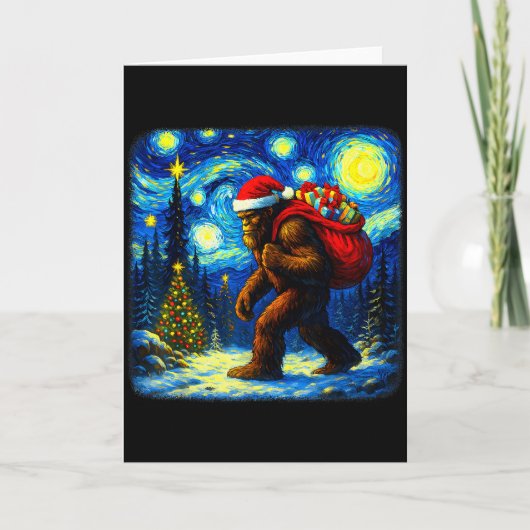 Bigfoot Santa Christmas Starry Night Sasquatch Van Karte (Vorderseite)