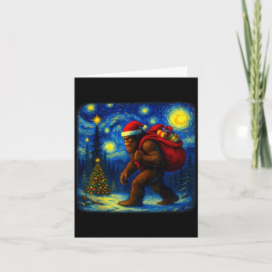 Bigfoot Santa Christmas Starry Night Sasquatch Van Karte (Vorderseite)