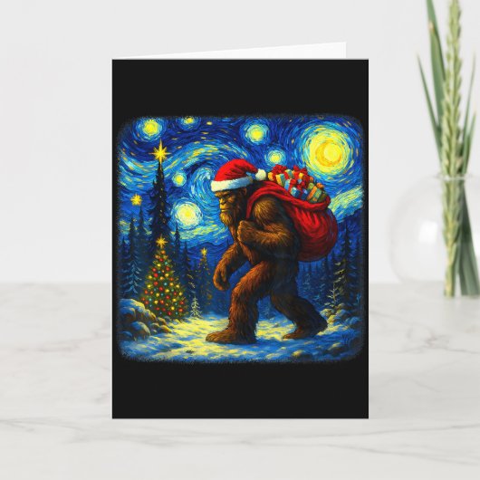Bigfoot Santa Christmas Starry Night Sasquatch Van Karte (Vorderseite)