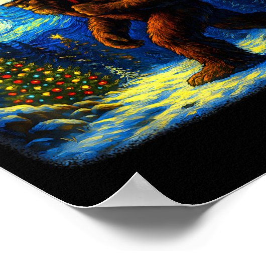 Bigfoot Santa Christmas Starry Night Sasquatch Van Poster (Ecke)