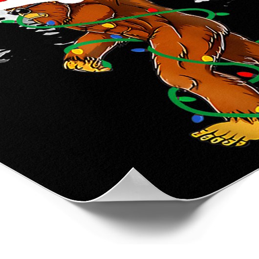 Bigfoot Santa Christmas Tree Lights Funny Xmas Sas Poster (Ecke)