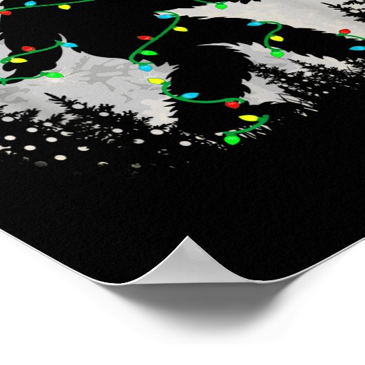 Bigfoot Santa Christmas Tree Lights Funny Xmas Sas Poster (Ecke)