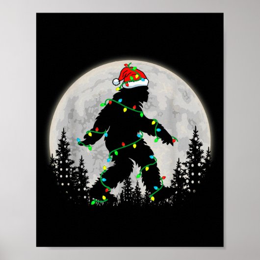 Bigfoot Santa Christmas Tree Lights Funny Xmas Sas Poster (Vorne)