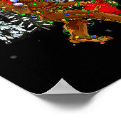 Bigfoot Santa Christmas Tree Lights Funny Xmas Sas Poster (Ecke)