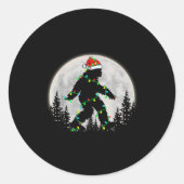 Bigfoot Santa Christmas Tree Lights Funny Xmas Sas Runder Aufkleber (Vorderseite)
