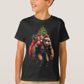 Bigfoot Santa Christmas Tree Lights Funny Xmas Sas T-Shirt (Vorderseite)