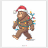 Bigfoot Santa Christmas Tree Lights Xmas Boys Men Aufkleber (Blatt)
