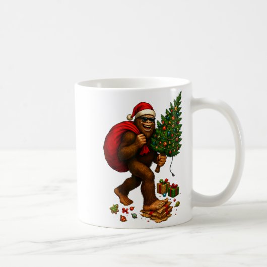 Bigfoot Santa Christmas Tree Lights Xmas Boys Men  Kaffeetasse (Rechts)