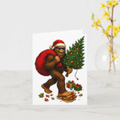 Bigfoot Santa Christmas Tree Lights Xmas Boys Men  Karte (Gelbe Blume)