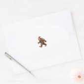 Bigfoot Santa Christmas Tree Lights Xmas Boys Men Ovaler Aufkleber (Umschlag)