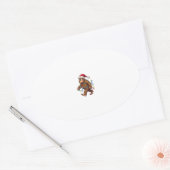 Bigfoot Santa Christmas Tree Lights Xmas Boys Men Ovaler Aufkleber (Umschlag)