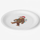 Bigfoot Santa Christmas Tree Lights Xmas Boys Men Pappteller (Schrägansicht)