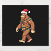 Bigfoot Santa Christmas Tree Lights Xmas Boys Men Schaumweinetikett (Einzelnes Label)
