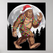 Bigfoot Santa Christmas Tree Lights Xmas Sasquatch Poster (Vorne)