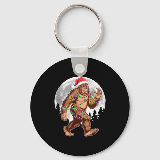 Bigfoot Santa Christmas Tree Lights Xmas Sasquatch Schlüsselanhänger (Vorderseite)