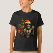 Bigfoot Santa Christmas Tree Rock On Funny Xmas Sa T-Shirt (Vorderseite)