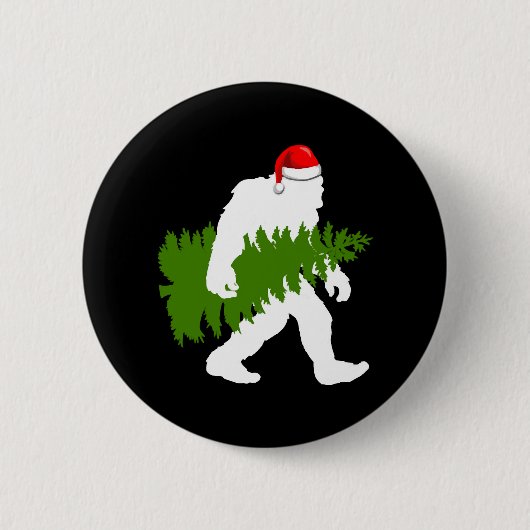 BigFoot Santa Claus Fun Christmas Ohrts Button (Vorderseite)