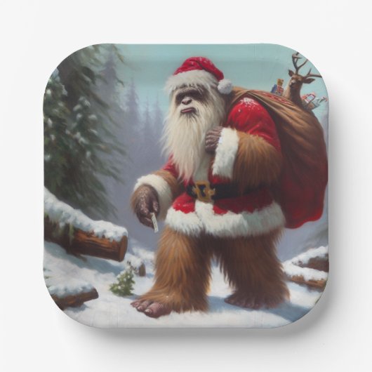 Bigfoot Santa Claus Pappteller (Vorderseite)