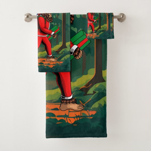 Bigfoot Santa Claus Sack der Geschenke Badhandtuch Set (Insitu)