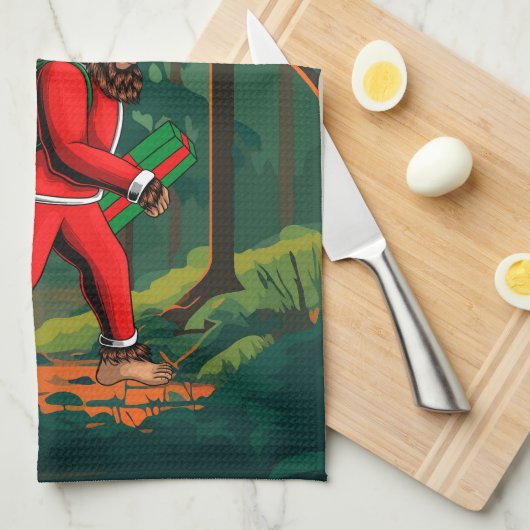 Bigfoot Santa Claus Sack der Geschenke Geschirrtuch (Viertel Falte)