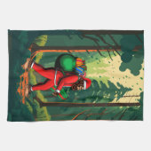 Bigfoot Santa Claus Sack der Geschenke Geschirrtuch (Horizontal)