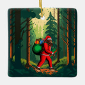 Bigfoot Santa Claus Sack der Geschenke Keramikornament (Vorderseite)