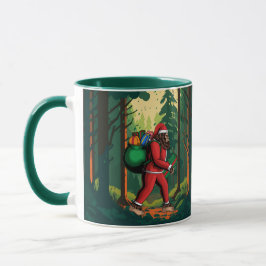 Bigfoot Santa Forest liefert Geschenke lustig Tasse