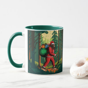 Bigfoot Santa Forest liefert Geschenke lustig Tasse