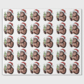 Bigfoot Santa Funny Sasquatch Holding Matcha Xmas Geschenkpapier (Flach)