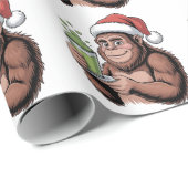 Bigfoot Santa Funny Sasquatch Holding Matcha Xmas Geschenkpapier (Rolleneckpunkt)