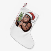 Bigfoot Santa Funny Sasquatch Holding Matcha Xmas Kleiner Weihnachtsstrumpf (Vorderansicht (hängend))