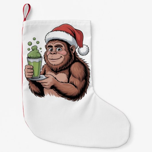 Bigfoot Santa Funny Sasquatch Holding Matcha Xmas Kleiner Weihnachtsstrumpf (Vorderseite)