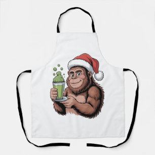 Bigfoot Santa Funny Sasquatch Holding Matcha Xmas Schürze