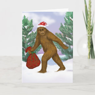 Bigfoot Santa Holiday Greeting Card Feiertagskarte