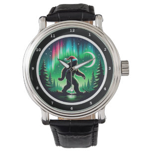 Bigfoot Santa mit Nordlichtern Armbanduhr